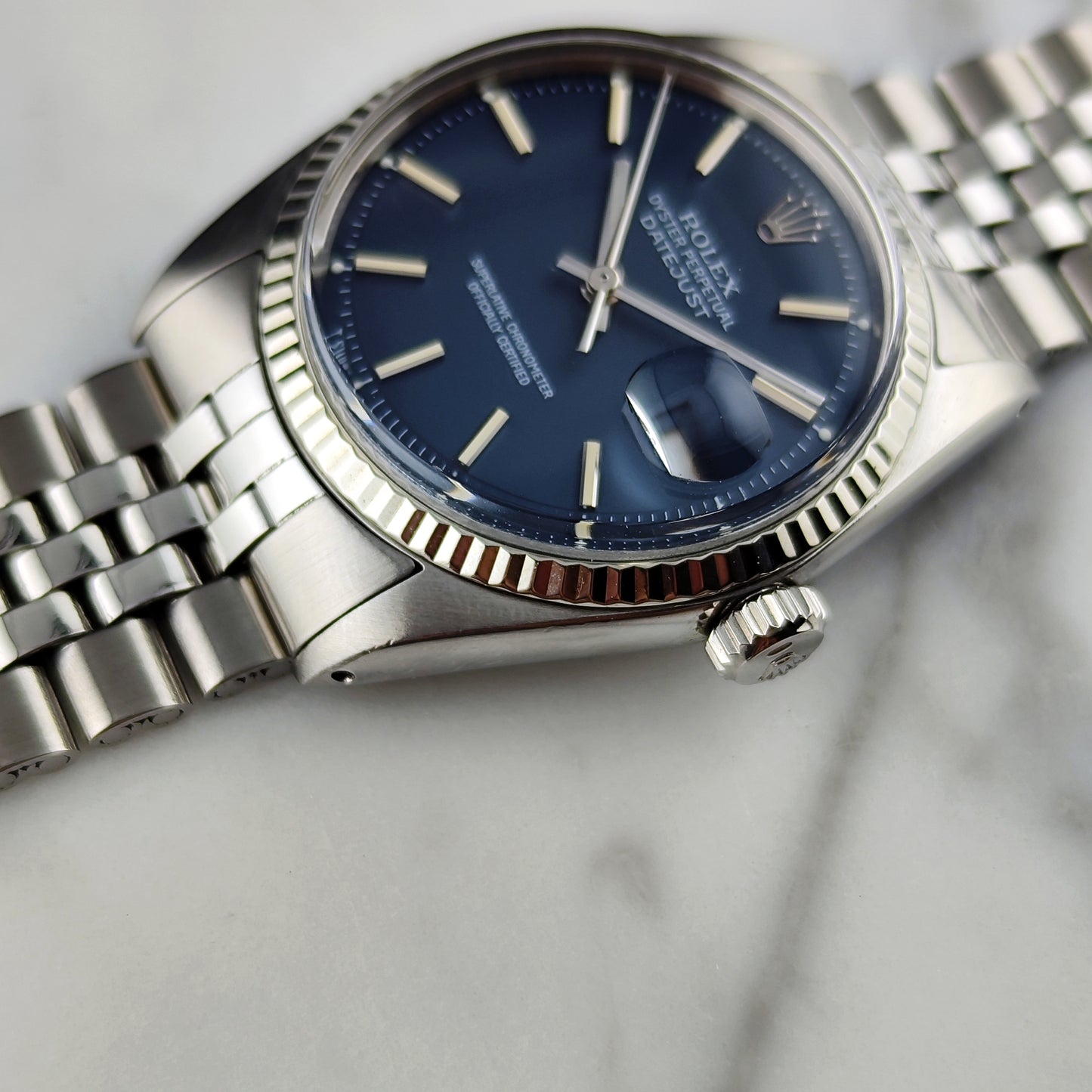 Rolex Datejust 36 Blue Dial 1973 18ct Bezel | Serviced 07/2026 [REF. 1601]