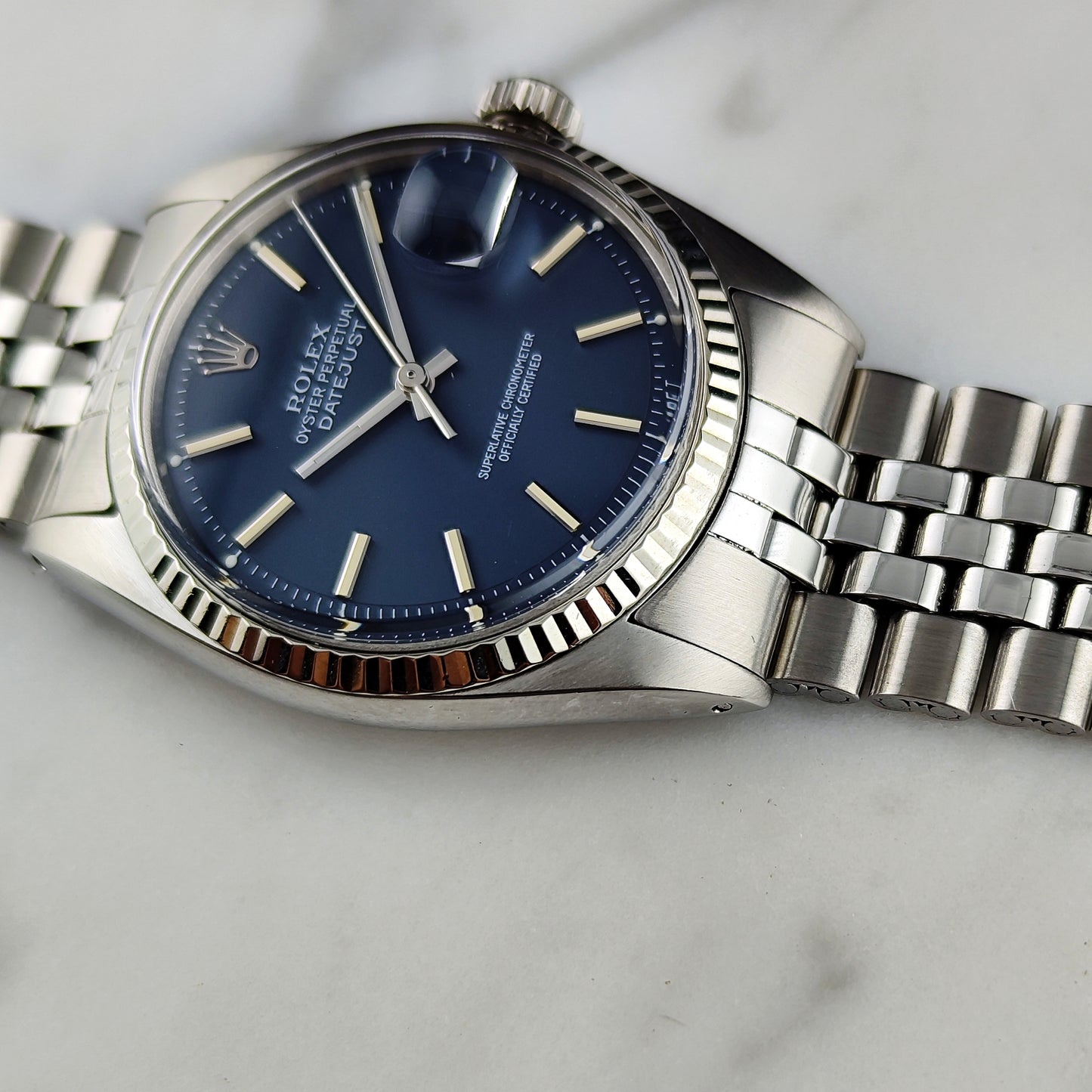 Rolex Datejust 36 Blue Dial 1973 18ct Bezel | Serviced 07/2026 [REF. 1601]