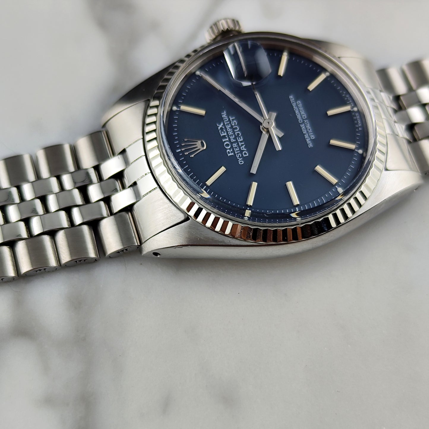 Rolex Datejust 36 Blue Dial 1973 18ct Bezel | Serviced 07/2026 [REF. 1601]