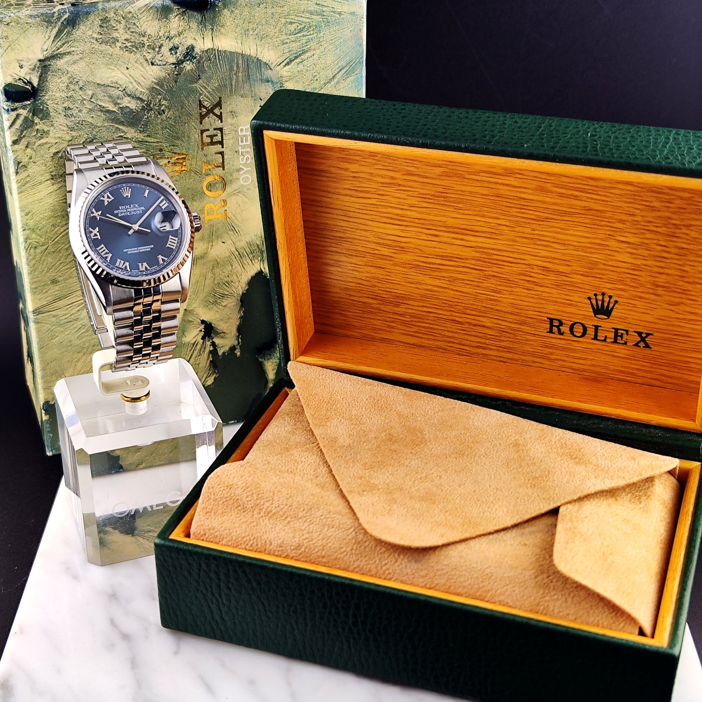 ROLEX Datejust 36 Blue Roman Dial 18ct Bezel 2000 Serviced 05/2026 [REF. 16234]