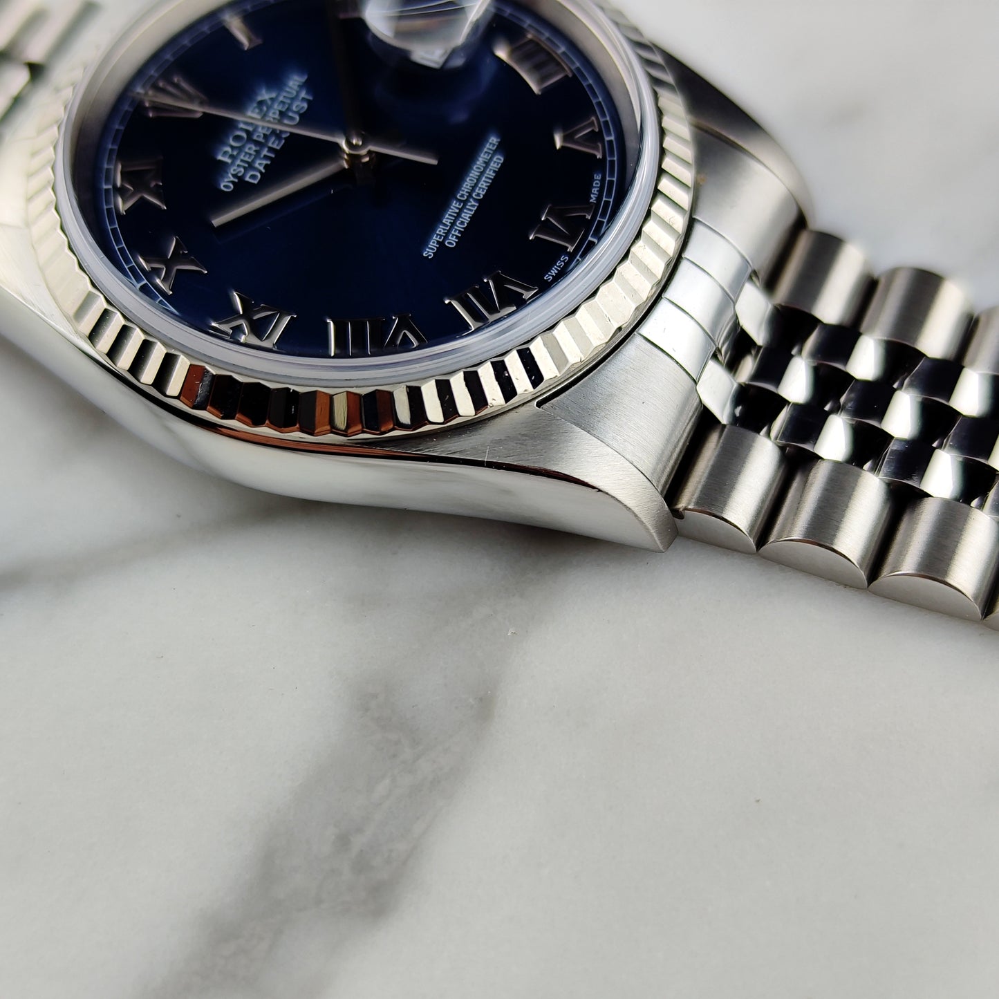 ROLEX Datejust 36 Blue Roman Dial 18ct Bezel 2000 Serviced 05/2026 [REF. 16234]
