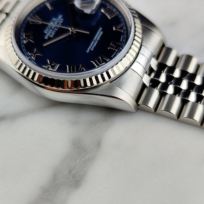 ROLEX Datejust 36 Blue Roman Dial 18ct Bezel 2000 Serviced 05/2026 [REF. 16234]
