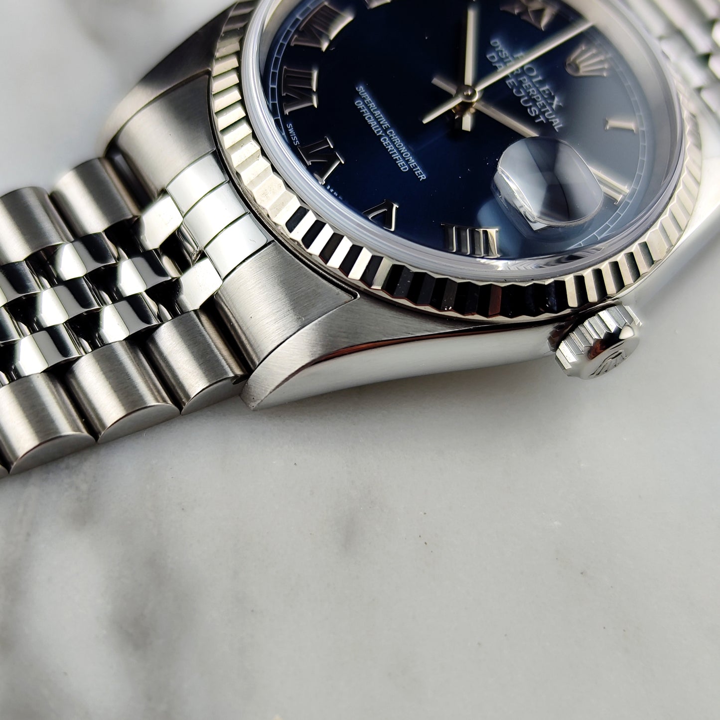 ROLEX Datejust 36 Blue Roman Dial 18ct Bezel 2000 Serviced 05/2026 [REF. 16234]