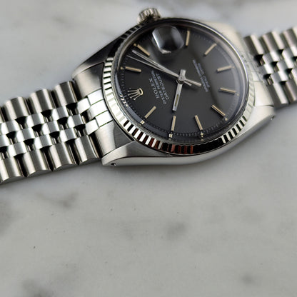 ROLEX Datejust 36 Grey Dial 18ct Bezel 1970 Fullset Serviced [REF. 1601]
