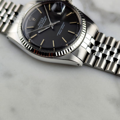 ROLEX Datejust 36 Grey Dial 18ct Bezel 1970 Fullset Serviced [REF. 1601]