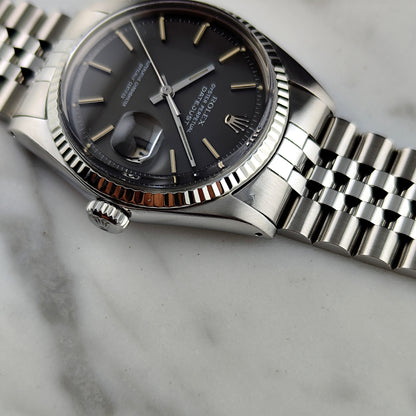 ROLEX Datejust 36 Grey Dial 18ct Bezel 1970 Fullset Serviced [REF. 1601]