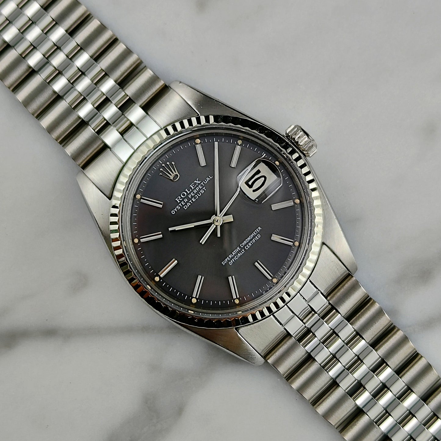 Rolex Datejust 36 Grey Dial 18ct Bezel 1973 [REF. 1601]