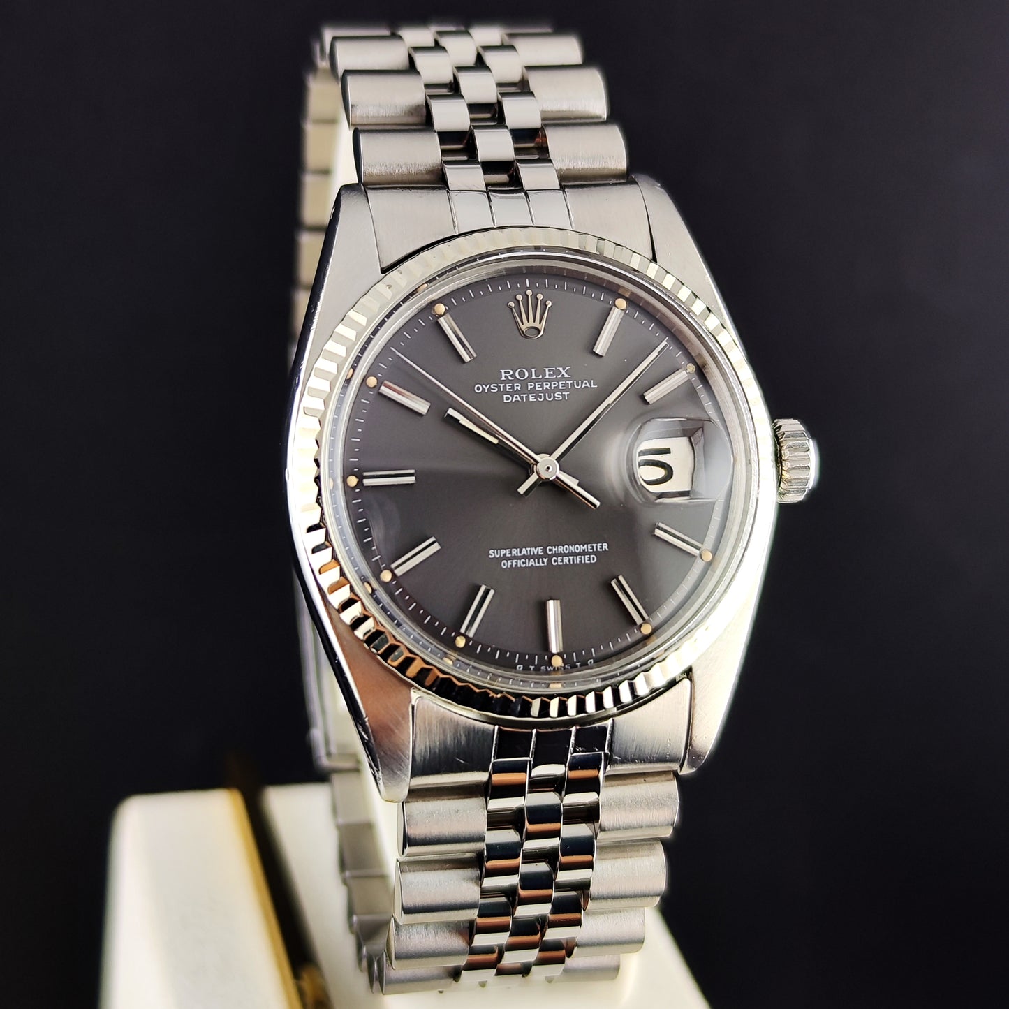 Rolex Datejust 36 Grey Dial 18ct Bezel 1973 [REF. 1601]