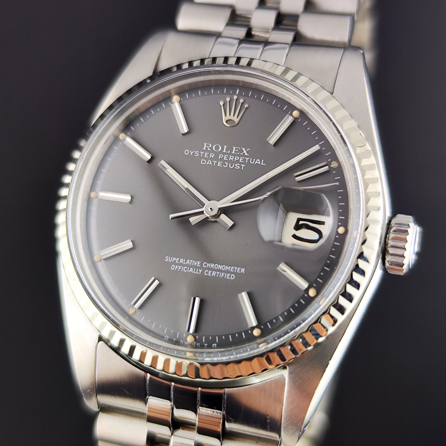 Rolex Datejust 36 Grey Dial 18ct Bezel 1973 [REF. 1601]