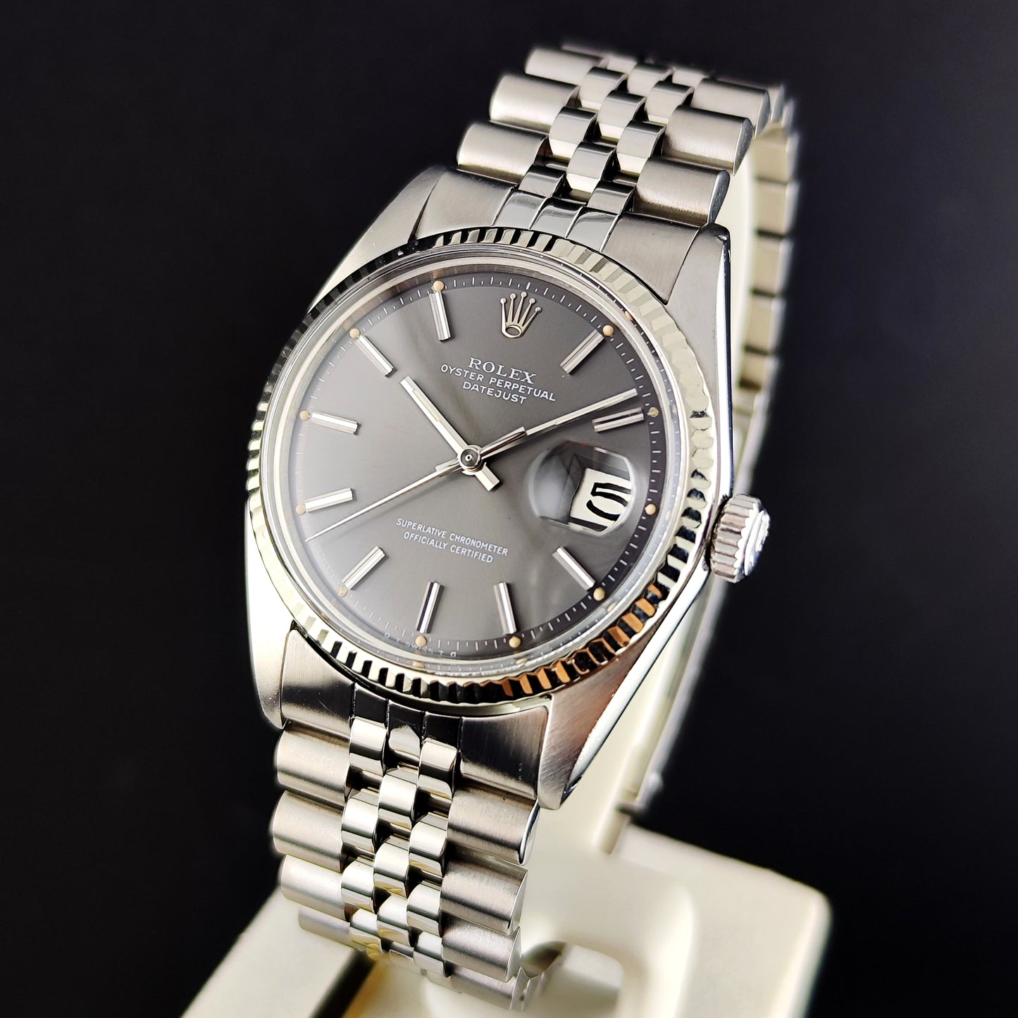 Rolex Datejust 36 Grey Dial 18ct Bezel 1973 [REF. 1601]
