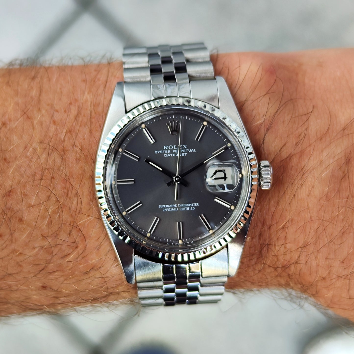 Rolex Datejust 36 Grey Dial 18ct Bezel 1973 [REF. 1601]