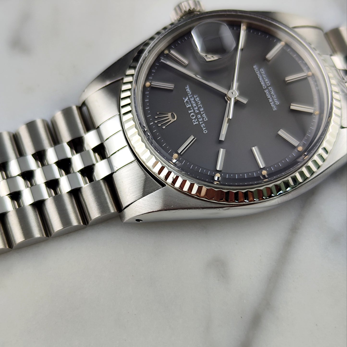 Rolex Datejust 36 Grey Dial 18ct Bezel 1973 [REF. 1601]