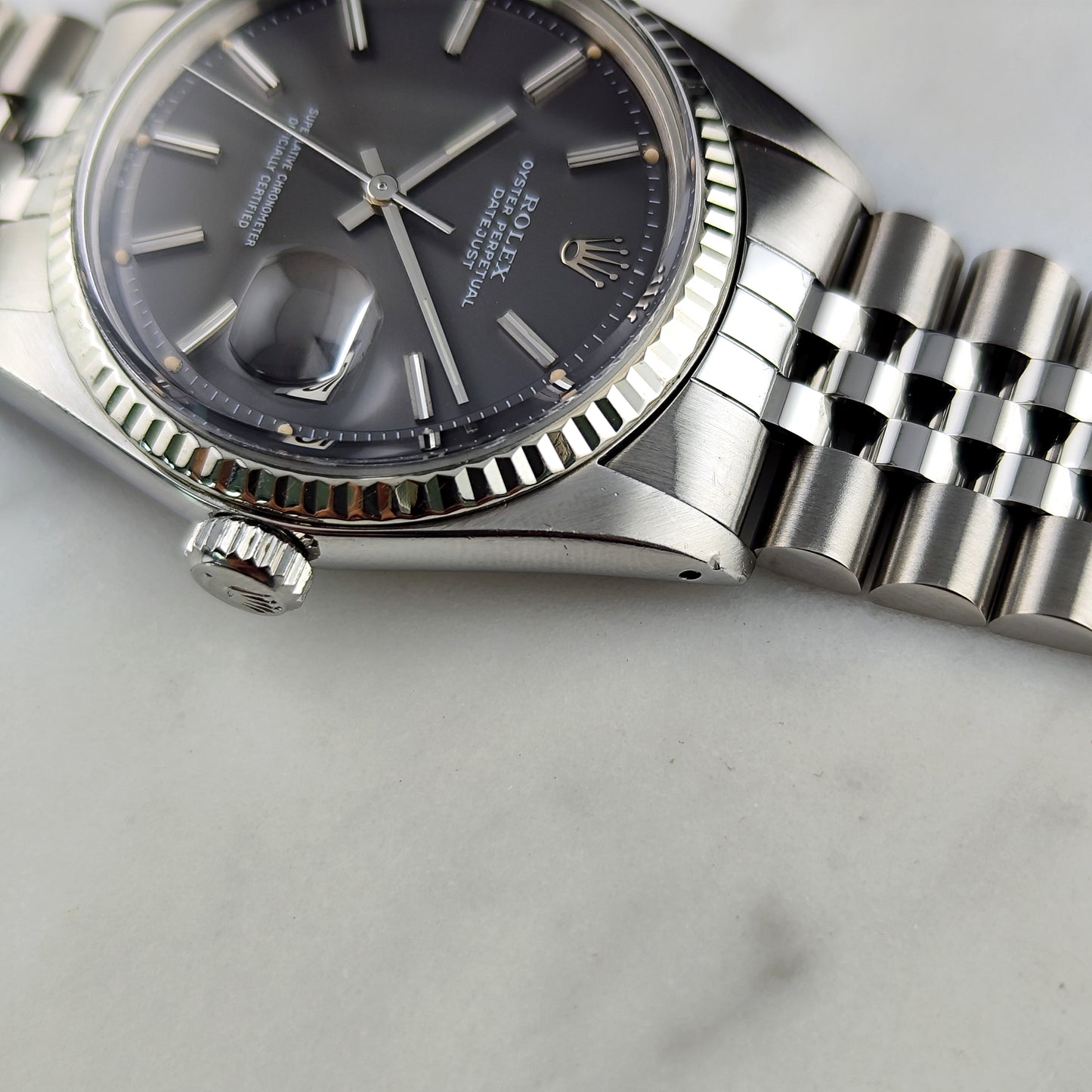 Rolex Datejust 36 Grey Dial 18ct Bezel 1973 [REF. 1601]