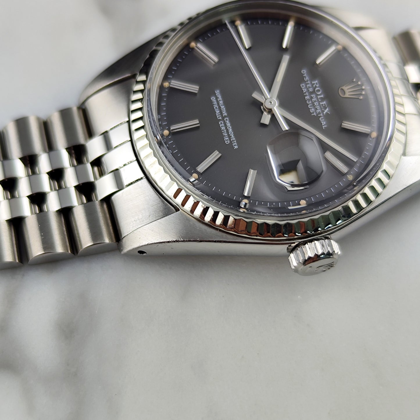 Rolex Datejust 36 Grey Dial 18ct Bezel 1973 [REF. 1601]