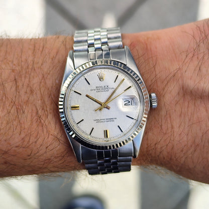 Rolex Datejust 36 Silver Linen Dial Gold 18ct Bezel 1974 [REF. 1601]