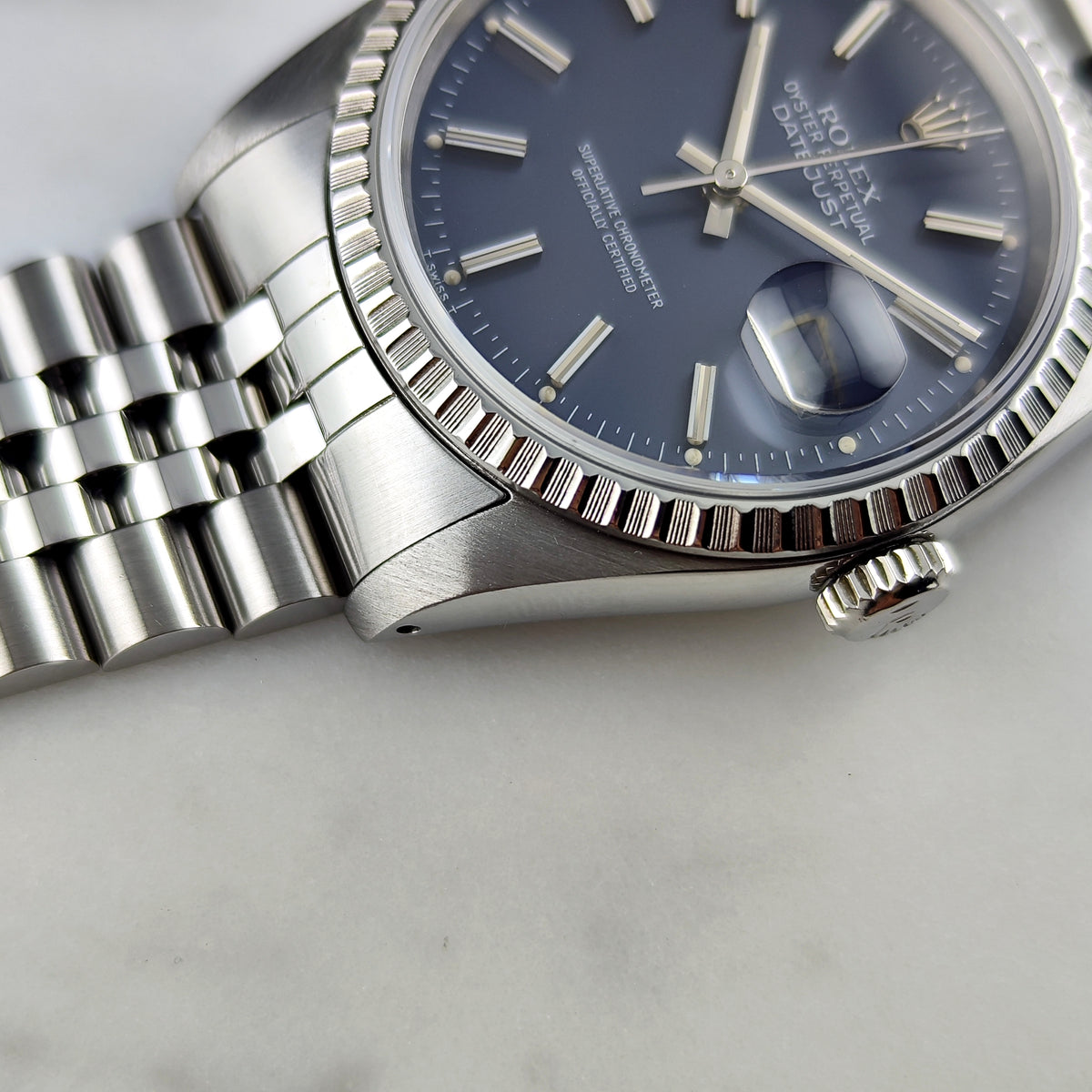 Rolex Datejust 36 Blue Dial Sapphire 1989 Fullset Box and Papers [REF. 16220]