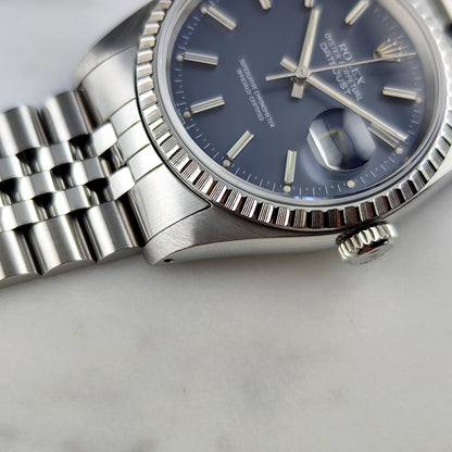 Rolex Datejust 36 Blue Dial Sapphire 1989 Fullset Box and Papers [REF. 16220]