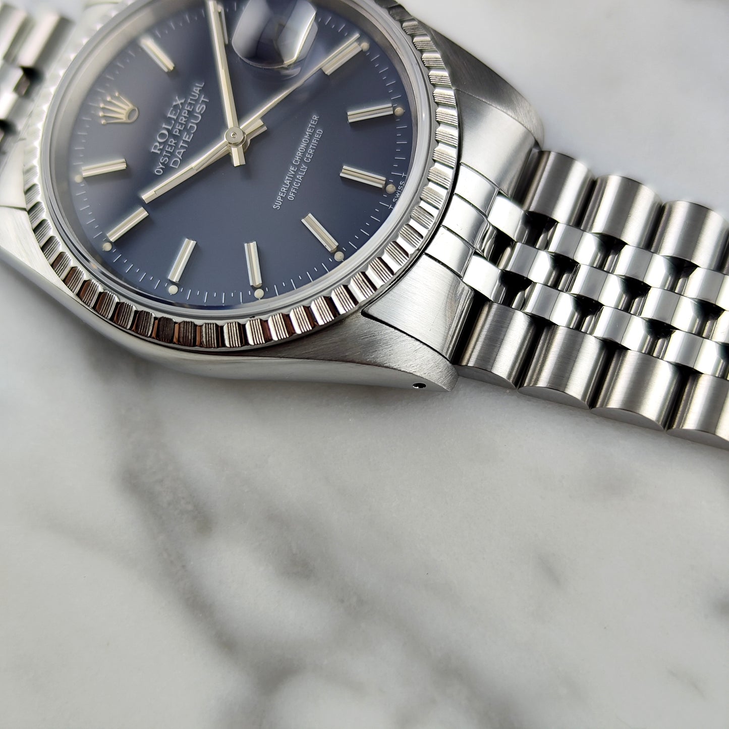 Rolex Datejust 36 Blue Dial Sapphire 1989 Fullset Box and Papers [REF. 16220]