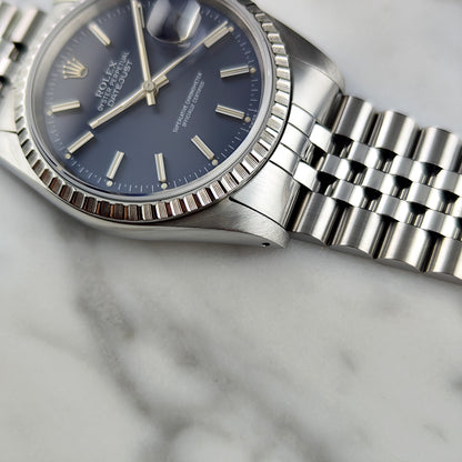 Rolex Datejust 36 Blue Dial Sapphire 1989 Fullset Box and Papers [REF. 16220]