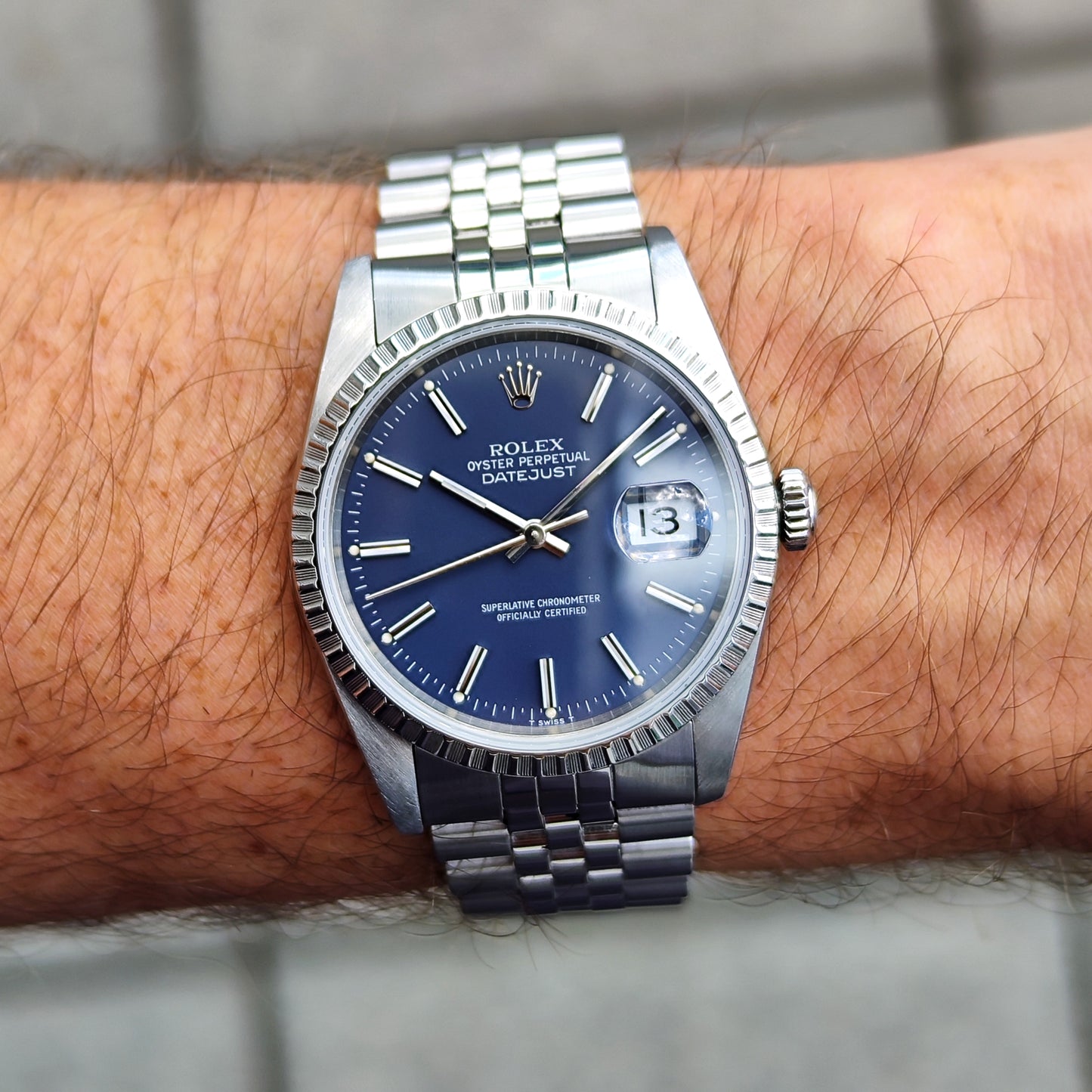 Rolex Datejust 36 Blue Dial Sapphire 1989 Fullset Box and Papers [REF. 16220]