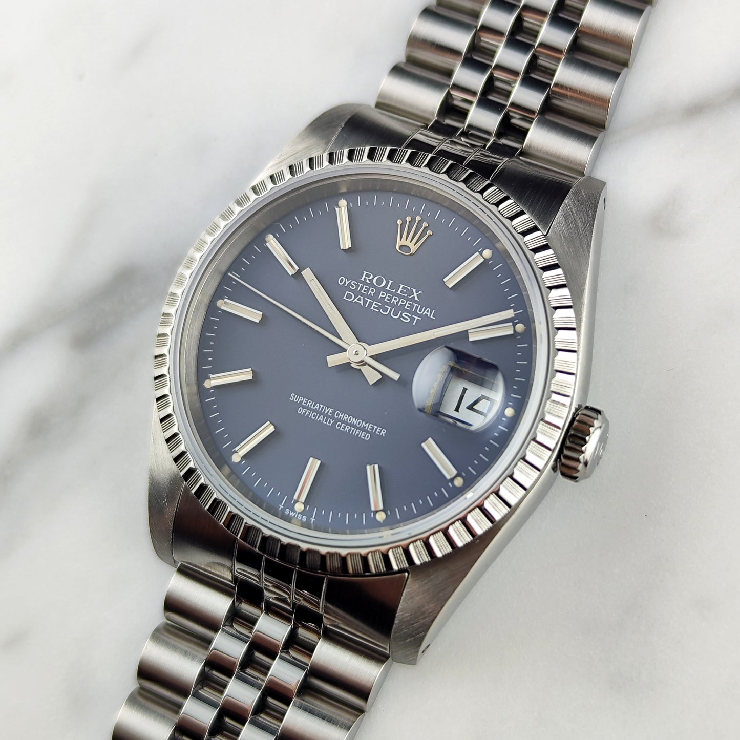 Rolex Datejust 36 Blue Dial Sapphire 1989 Fullset Box and Papers [REF. 16220]