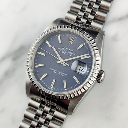 Rolex Datejust 36 Blue Dial Sapphire 1989 Fullset Box and Papers [REF. 16220]