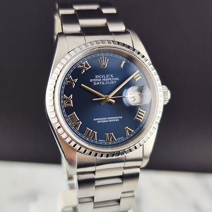 ROLEX Datejust 36 Blue Roman Dial 1999 Serviced 09/2026 [REF. 16220]
