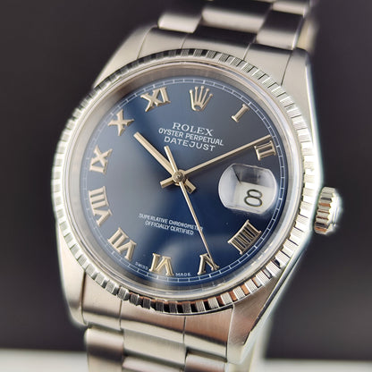 ROLEX Datejust 36 Blue Roman Dial 1999 Serviced 09/2026 [REF. 16220]