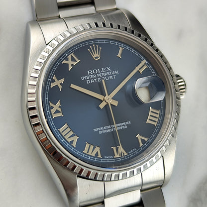 ROLEX Datejust 36 Blue Roman Dial 1999 Serviced 09/2026 [REF. 16220]