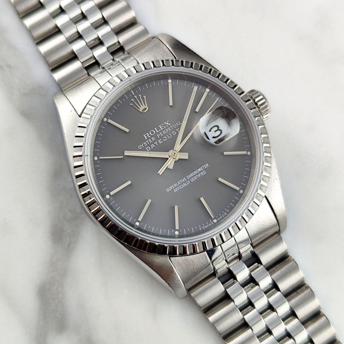 Rolex Datejust 36 Grey Dial Sapphire 1991 Serviced 08/2026 [REF. 16220]