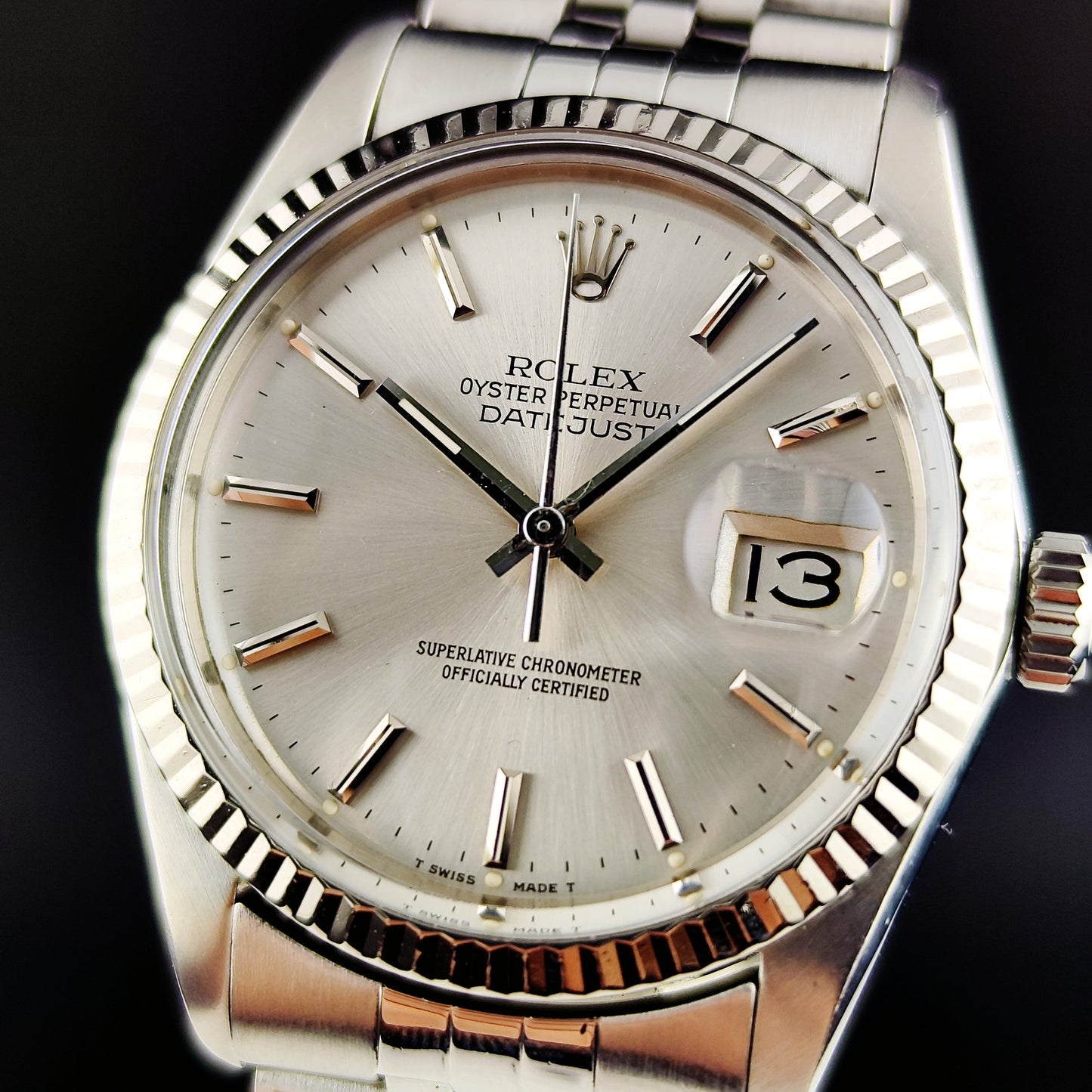 ROLEX Datejust 36 Silver Dial 18ct Bezel 1988 [REF. 16014]