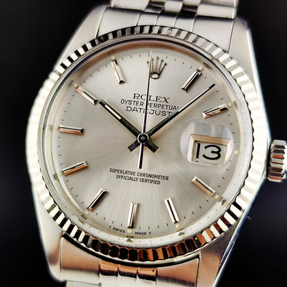 ROLEX Datejust 36 Silver Dial 18ct Bezel 1988 [REF. 16014]