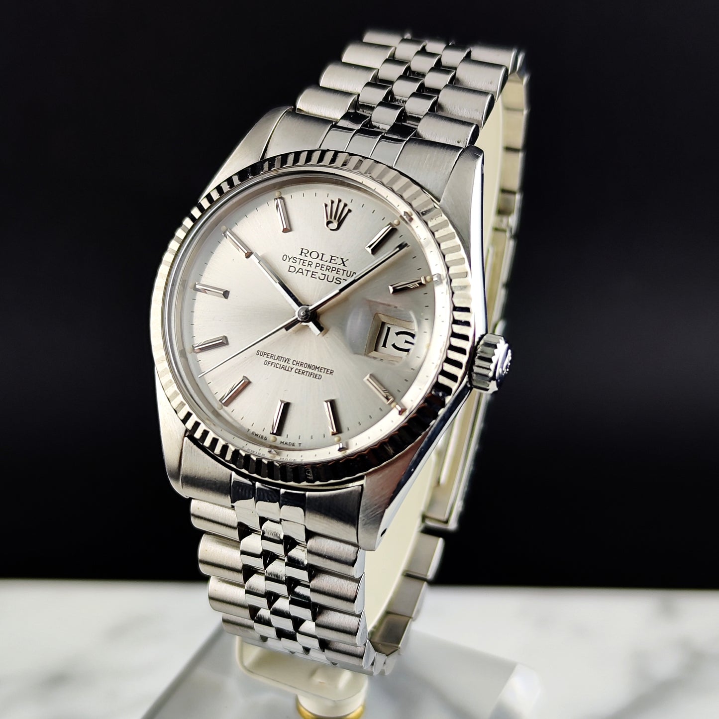 ROLEX Datejust 36 Silver Dial 18ct Bezel 1988 [REF. 16014]