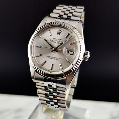 ROLEX Datejust 36 Silver Dial 18ct Bezel 1988 [REF. 16014]