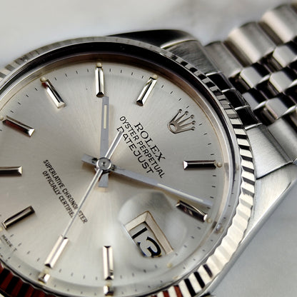 ROLEX Datejust 36 Silver Dial 18ct Bezel 1988 [REF. 16014]