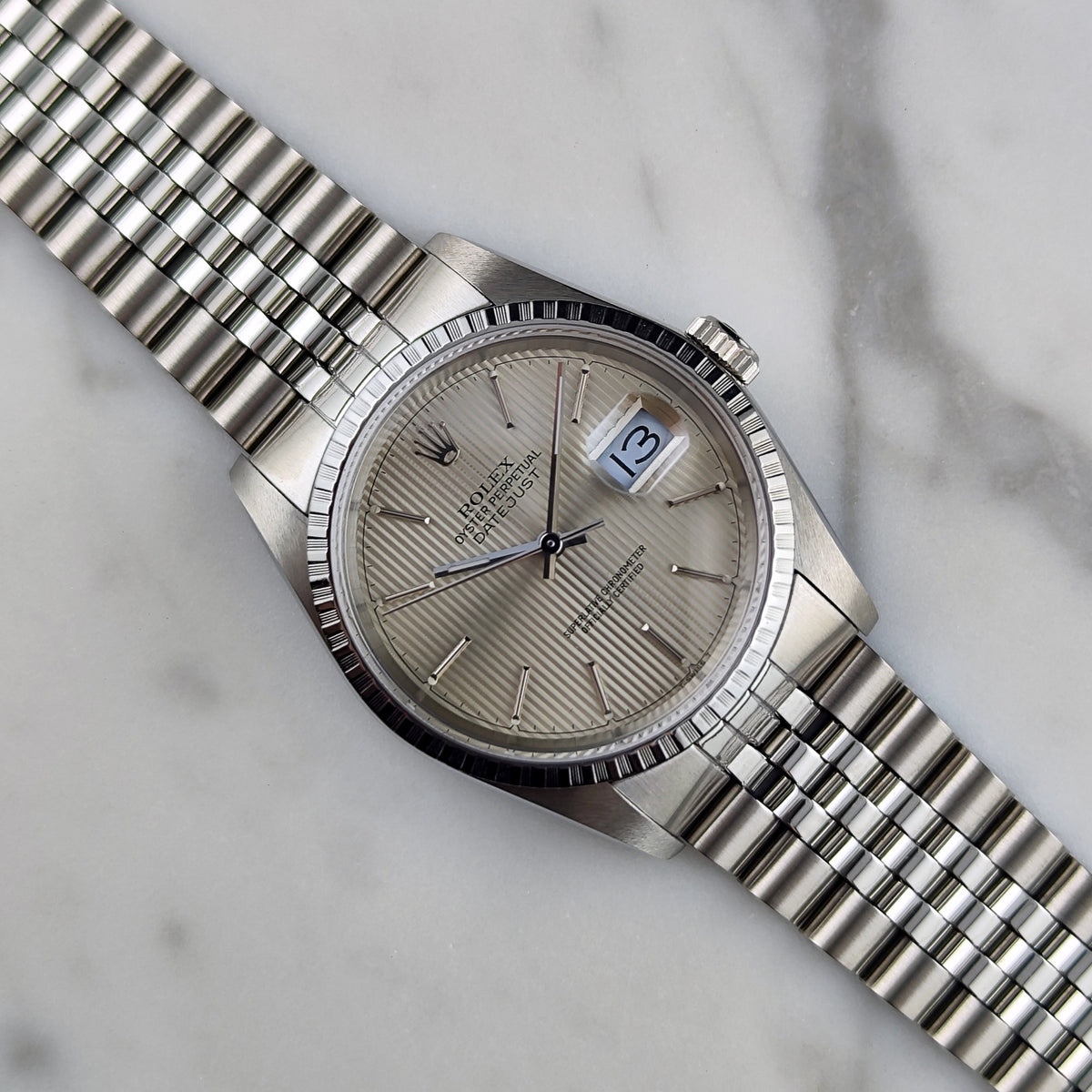 Rolex Datejust 36 Tapestry Dial Silver Mint+ 1987 Serviced 10/2026 – Bild 1