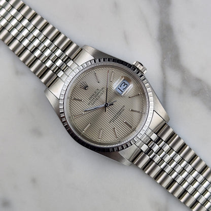 Rolex Datejust 36 Tapestry Dial Silver Mint+ 1987 Serviced 10/2026 – Bild 1