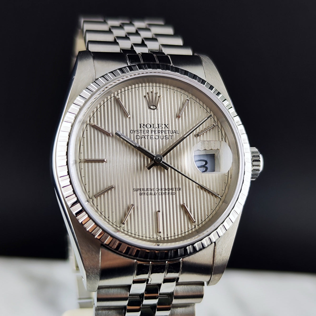 Rolex Datejust 36 Tapestry Dial Silver Mint+ 1987 Serviced 10/2026 – Bild 6