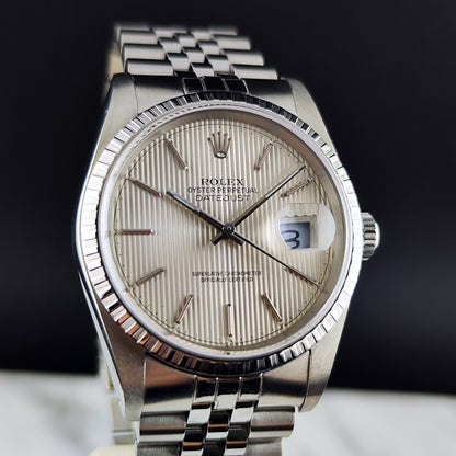 Rolex Datejust 36 Tapestry Dial Silver Mint+ 1987 Serviced 10/2026 – Bild 6