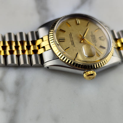 Rolex Datejust 36 Two-Tone Gold Steel Mosaic Dial 1973 Serviced 06/2026 [REF. 1600]