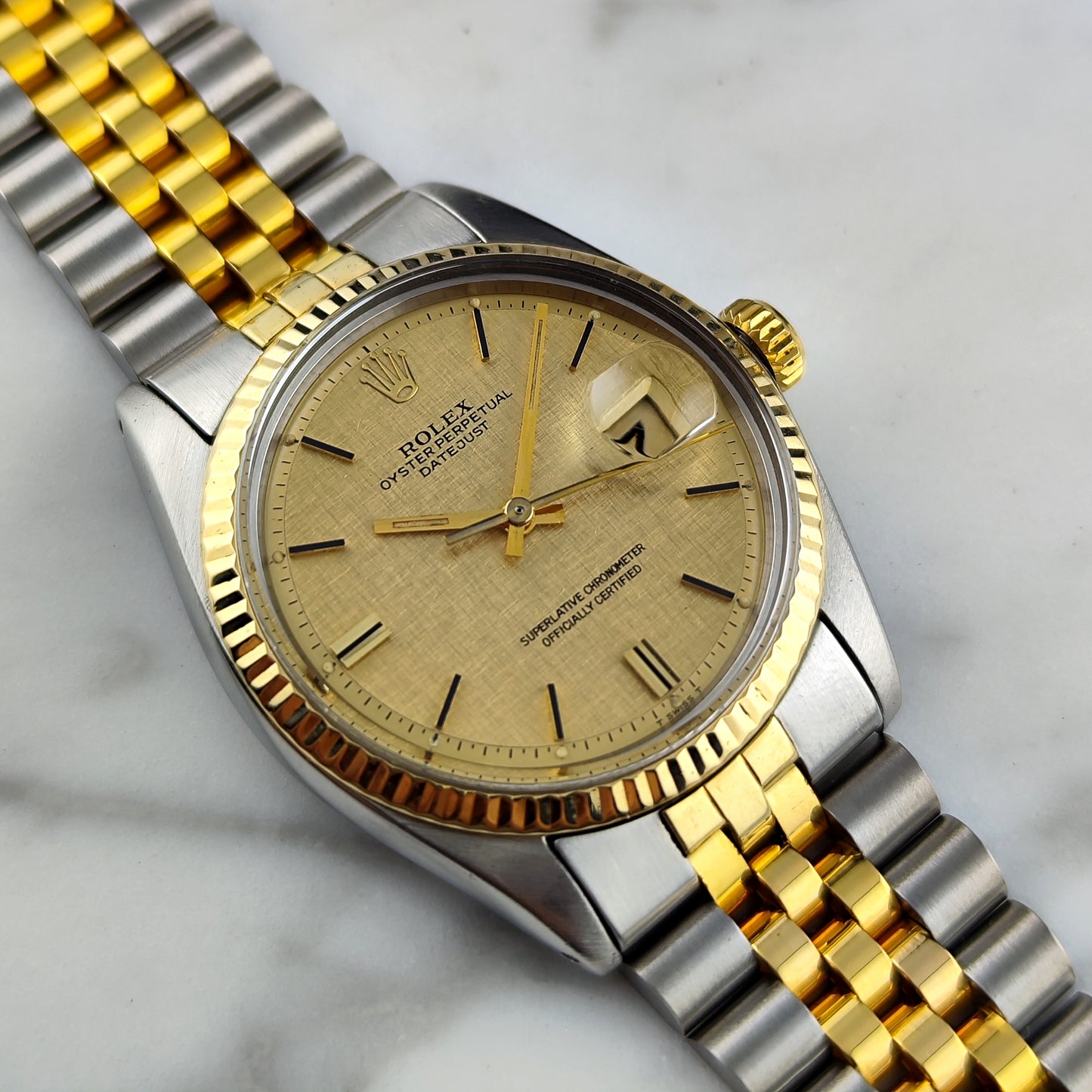 Rolex Datejust 36 Two-Tone Gold Steel Mosaic Dial 1973 Serviced 06/2026 [REF. 1600]