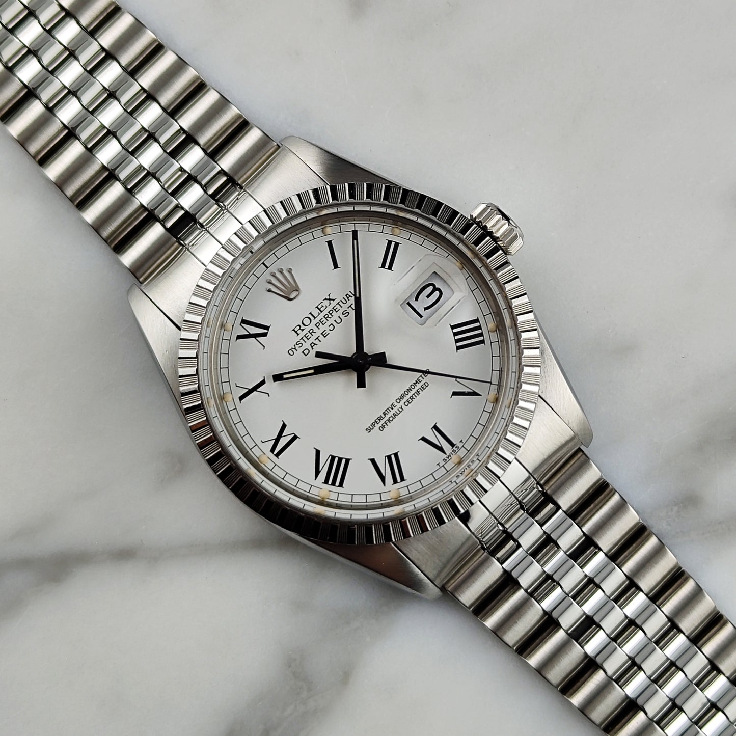 ROLEX Datejust 36 White Dial Buckley Dial Mint+ 1985 Serviced 07/2026 [REF. 1603]