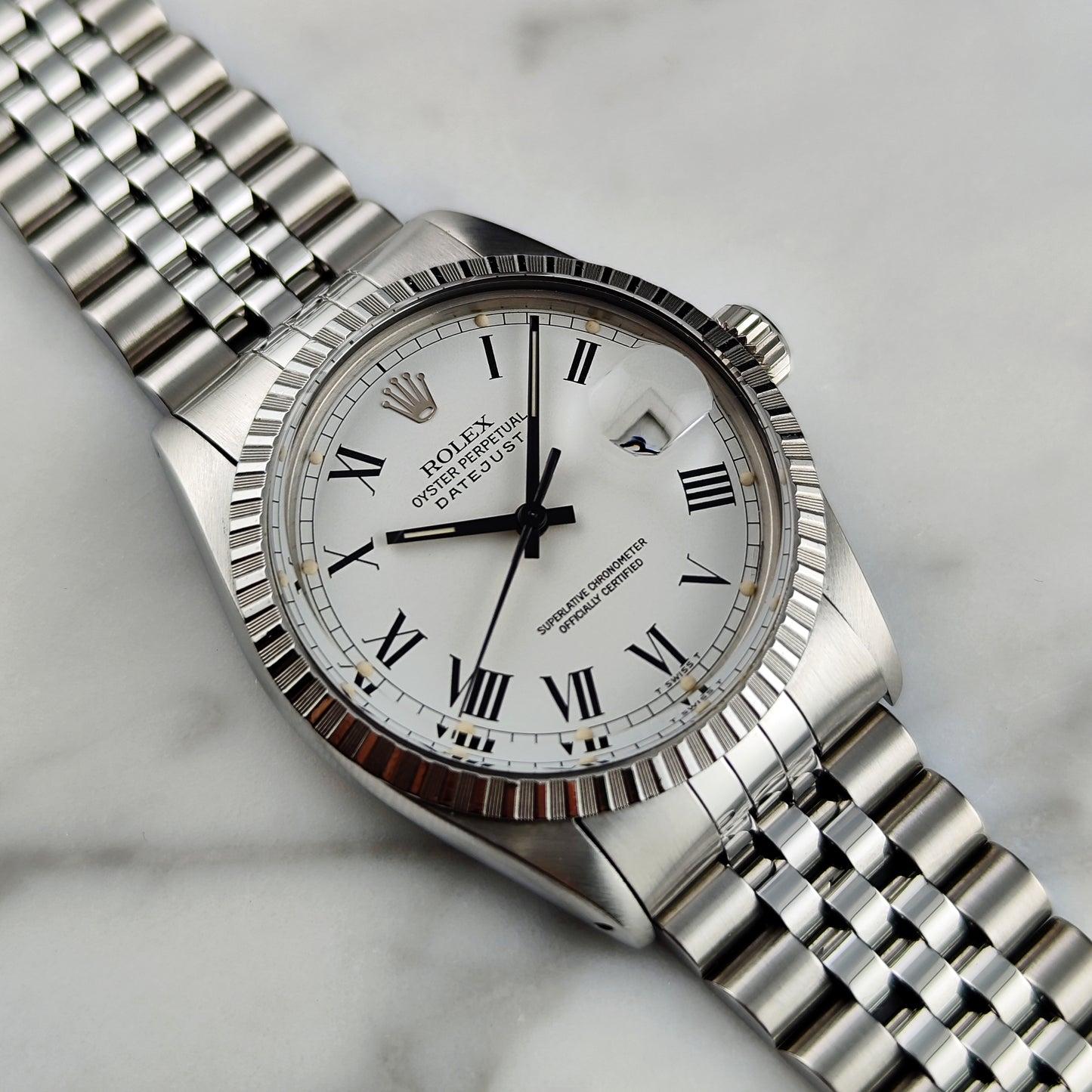 ROLEX Datejust 36 White Dial Buckley Dial Mint+ 1985 Serviced 07/2026 [REF. 1603]