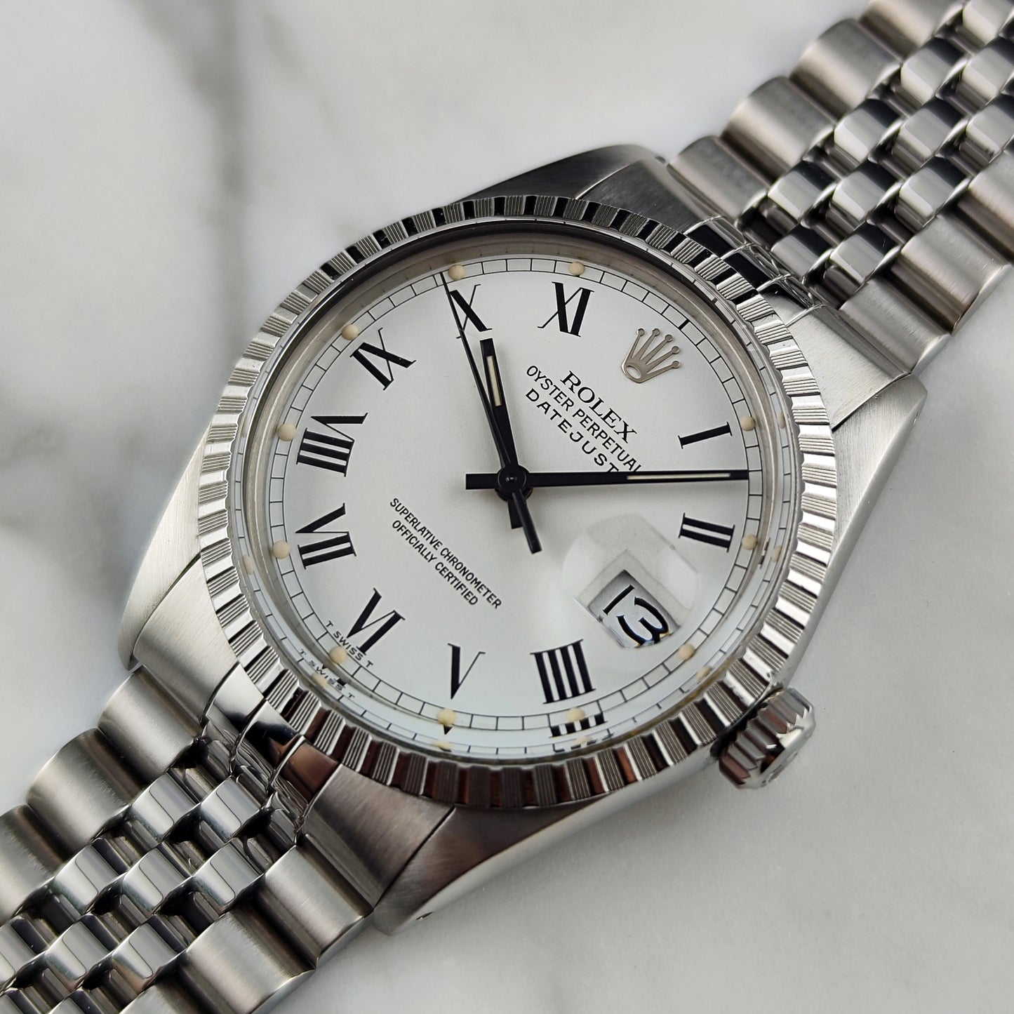 ROLEX Datejust 36 White Dial Buckley Dial Mint+ 1985 Serviced 07/2026 [REF. 1603]
