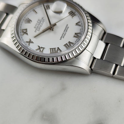 Rolex Datejust 36 White Dial Roman 2005 Fullset Box and Papers [REF. 16220]