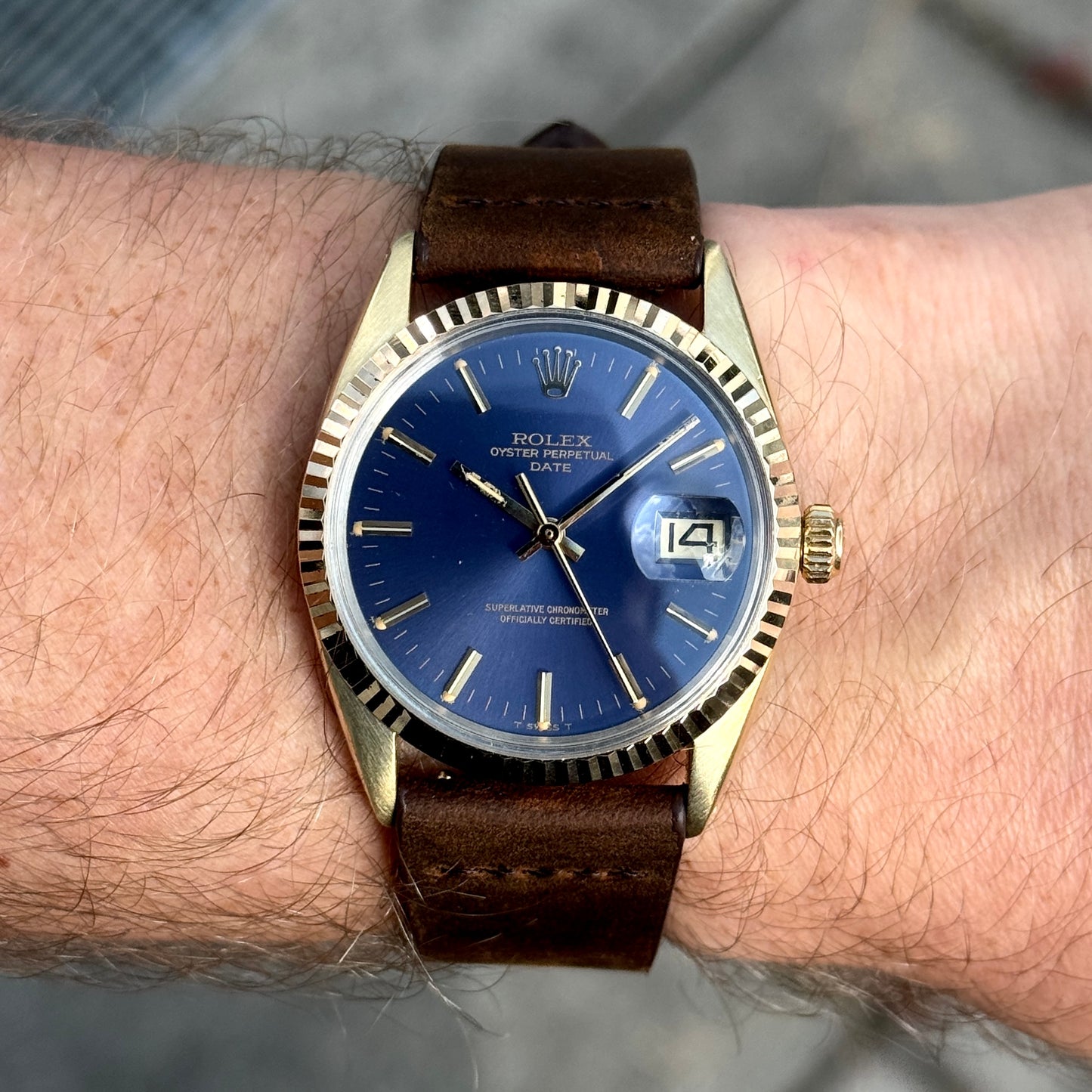 ROLEX Oyster Perpetual Gold Blue Dial 1979 Serviced 05/2026 [REF. 1550]