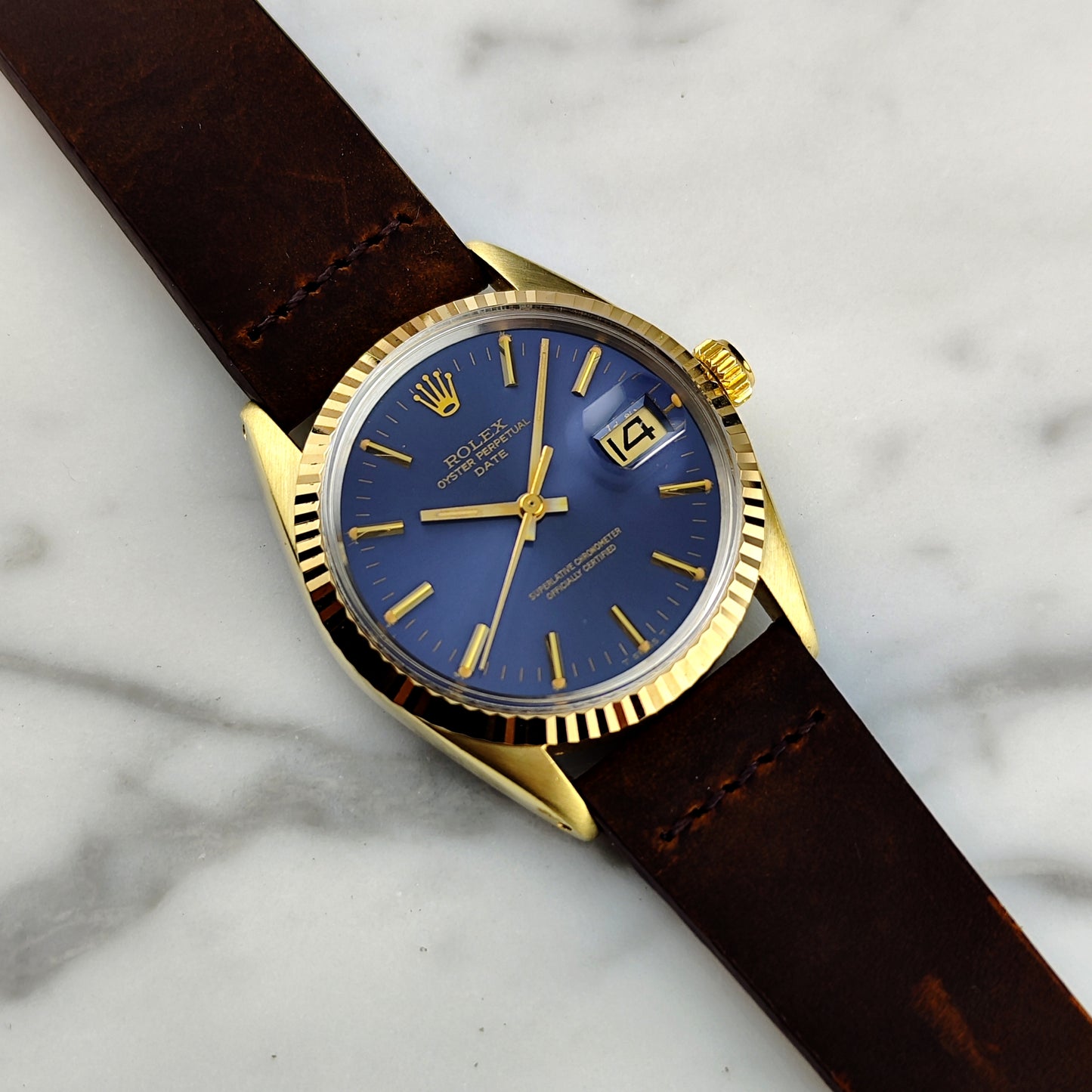 ROLEX Oyster Perpetual Gold Blue Dial 1979 Serviced 05/2026 [REF. 1550]
