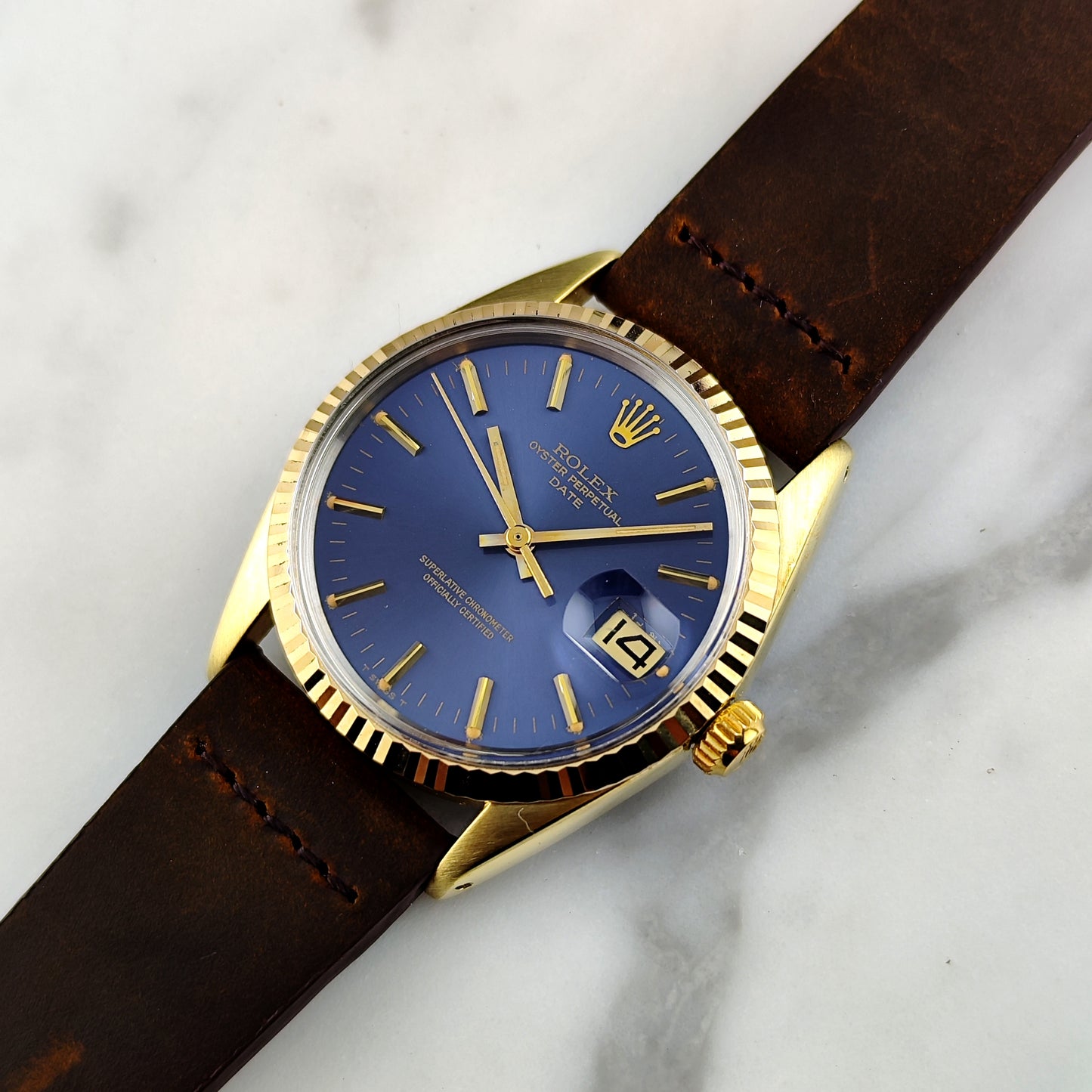 ROLEX Oyster Perpetual Gold Blue Dial 1979 Serviced 05/2026 [REF. 1550]