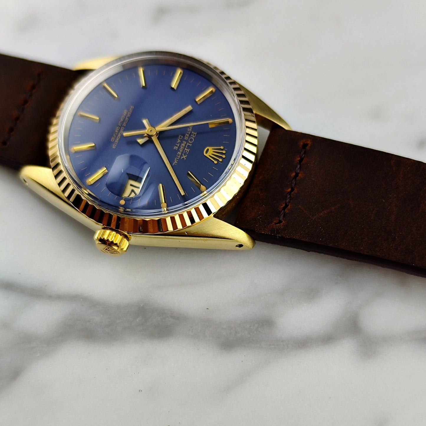 ROLEX Oyster Perpetual Gold Blue Dial 1979 Serviced 05/2026 [REF. 1550]