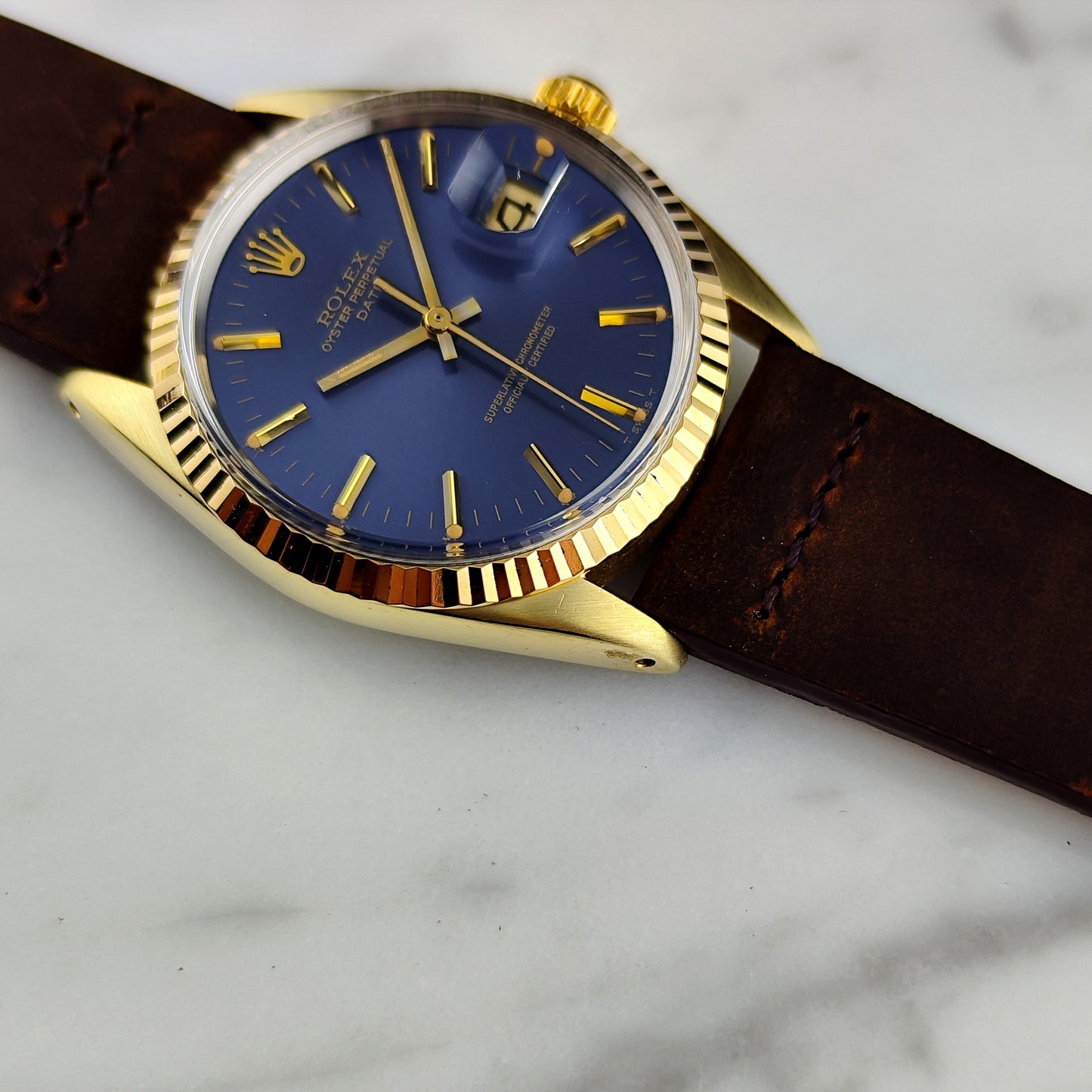 ROLEX Oyster Perpetual Gold Blue Dial 1979 Serviced 05/2026 [REF. 1550]